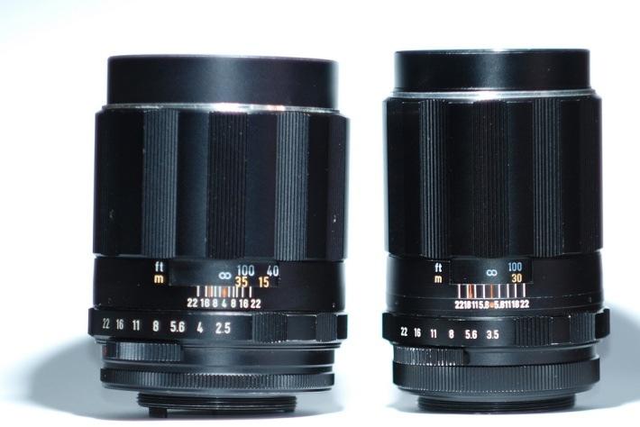 Asahi Super Takumar 135mm, f/2,5 has a little brother (At right in the pictures below) I have previously reviewed the 135mm, f/3,5 and gave that lens the 3,5 mark (out of 5).