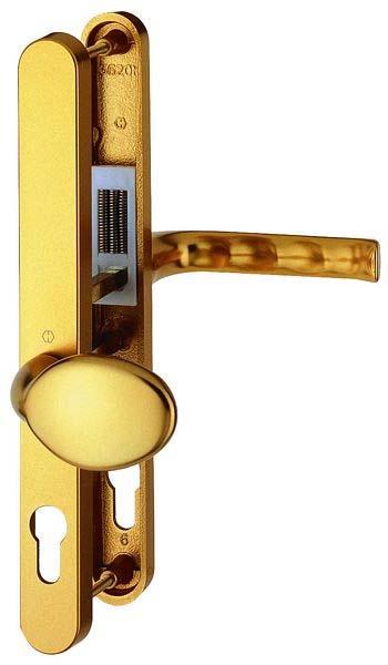 D&E PVCu door furniture London - lever handle set is supplied sprung as standard.