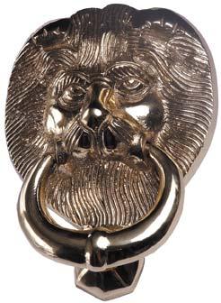 body width: 70mm Supplied complete with fixings as standard. D&E lions head door knocker Manufactured from cast brass.