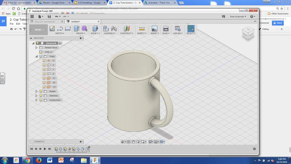 35) Go to the Render tool under the Model menu and click on Appearance. SHS Design Lab 36) Select a proper material for your cup.