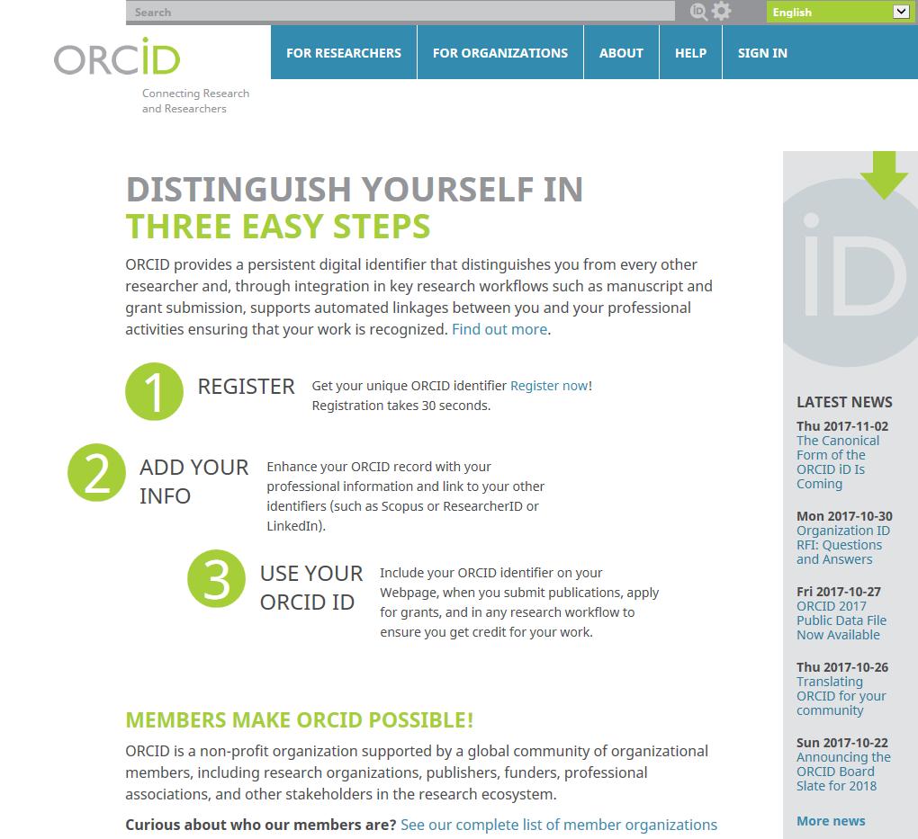 You need to get an ORCID account https://orcid.