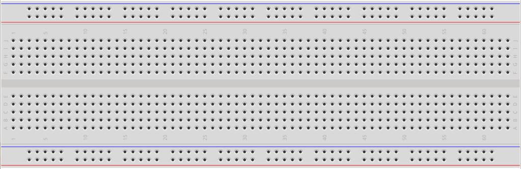 Checking Breadboard Continuity Figure 4: Breadboard Create a sketch of your breadboard (Figure 4) and draw dots to represent holes in the board. Now do a continuity check between various holes.