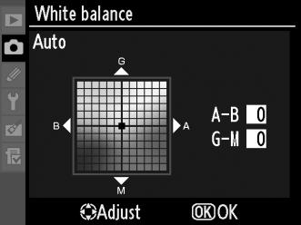 2 Fine tune white balance. Use the multi selector to finetune white balance.