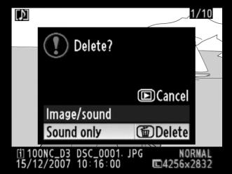 Playing Voice Memos Voice memos can be played back over the camera s built-in speaker when the associated image is viewed in full-frame playback or highlighted in the thumbnail list (pp. 228, 242).