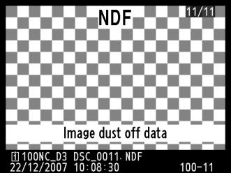 If the reference object is too bright or too dark, the camera may be unable to acquire Image Dust Off reference data and the message shown at right will be displayed.