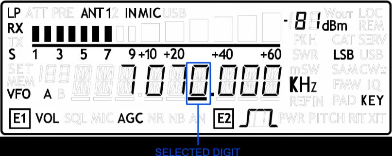 5 User Interface 5.1 VFO Mode 5.1.1 Receive The VFO mode is the default mode of FDM-DUO. Each VFO memorize the tuning frequency, mode and tuning step 5.1.1.1 Tuning In this mode, use the Main Knob to tune a frequency.