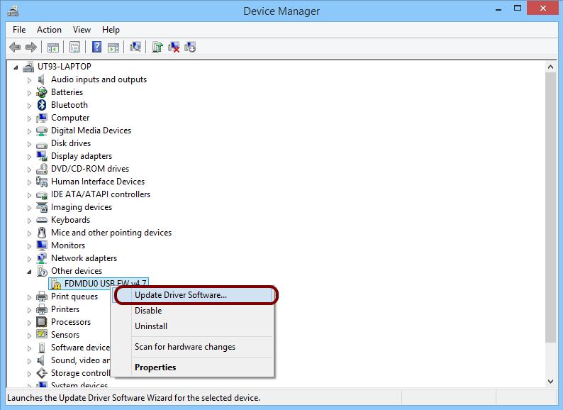 7.2 USB driver 7.2.1 USB driver installation in Windows 8 and Windows 7 7.2.1.1 First driver installation To install ELAD FDM-DUO driver, connect FDM-DUO USB RX port to a USB 2.