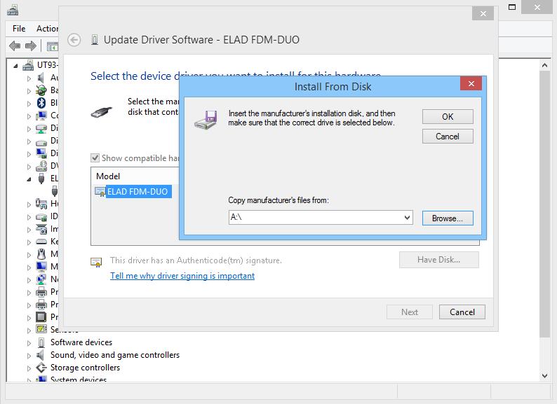 In the next dialog-box, disable the option Include subfolders and choose Let me pick from a list of device drivers on my computer.