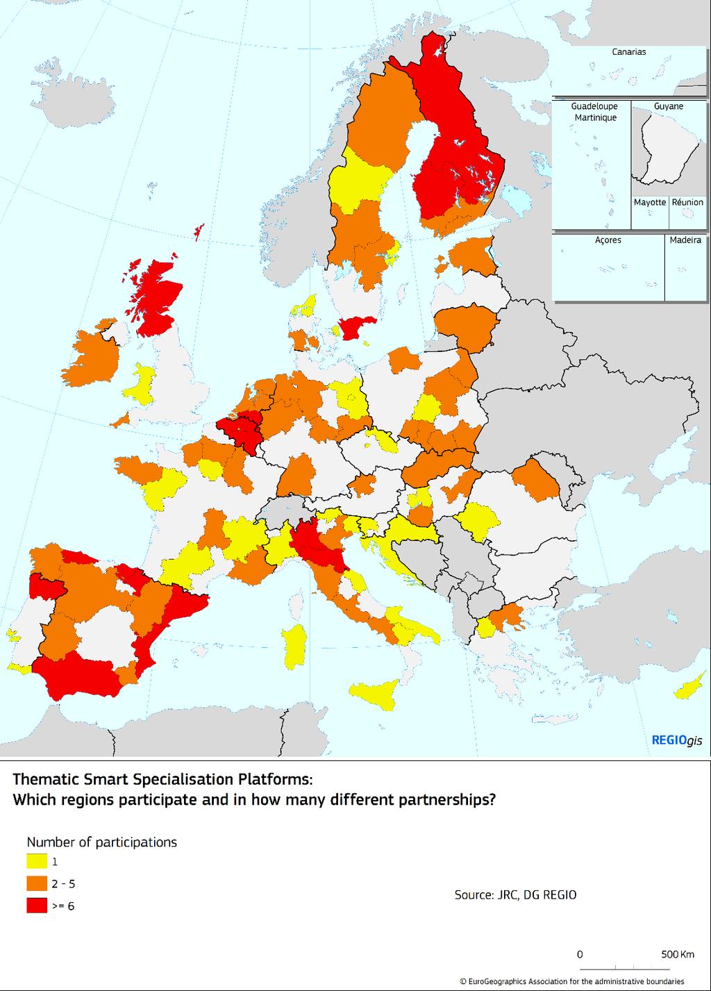 Thematic S3 Platforms 3 platforms, 1 goal Joint EC-initiative (DG REGIO, GROW, AGRI, ENER, JRC, ) Bottom-up approach > 100 regions involved > 25 partnerships under the 3 platforms Using S3 as