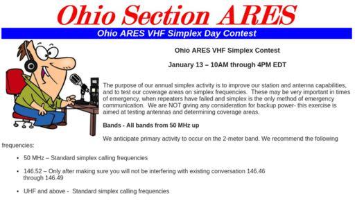 What is the Ohio ARES VHF Simplex Contest?