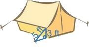 Question 5: A tent with sides of 3 ft has a rope of 5 ft going from the tent to the tent post. How far away are the posts placed in the ground?