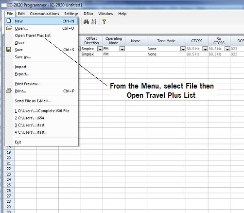 ARRL TravelPlus* 15.2 185 Opening the list in the Programmer Once you have created a list in TravelPlus* (Version 10.0 or higher), open any one of the programmers installed on your machine.