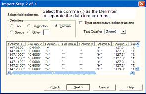 Select from the list at the top of the screen or enter the one you used. Once you select the correct delimiter, the data will properly separate into columns.