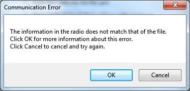 Troubleshooting 231 This error is raised when you attempt to send a file to a radio that is modified before the programmer is given that information.