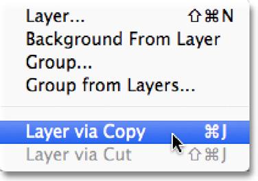 Step 2: Make Two Copies Of Your Subject With your subject selected, go up to the Layer menu in the Menu Bar along the top of the screen, choose New, then choose Layer via Copy, or press Ctrl+J (Win)