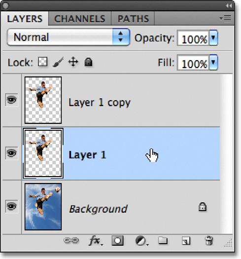 Step 3: Select Layer 1 Click on Layer 1 in the Layers panel to select it: Selecting Layer 1. Step 4: Select The Move Tool Select Photoshop s Move Tool from the top of the Tools panel.