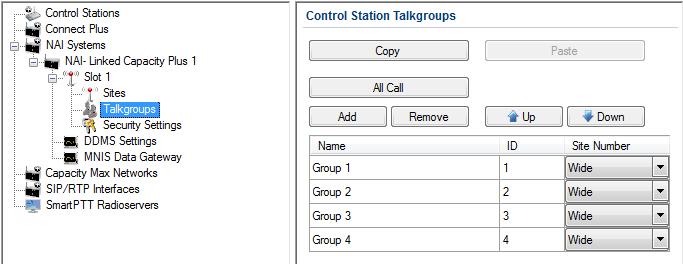 In order to display wide area talkgroups in SmartPTT Dispatcher, add necessary talkgroups in SmartPTT Radioserver Configurator, define talkgroup identifiers that correspond to the
