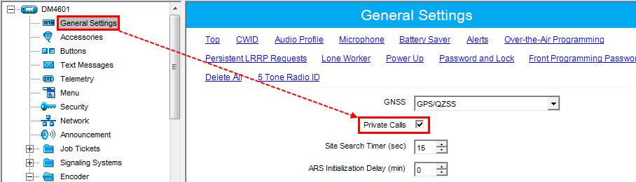2. When using for dispatcher: In General Settings, select Private Calls.