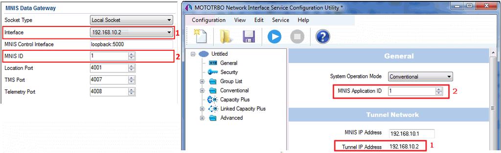 MNIS ID: The Common Air Interface (CAI) ID of the MNIS in the radio network. The ID is used by other calling radios when addressing MOTOTRBO Network Interface Service.