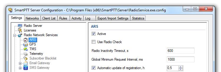 Services ARS ARS or registration service provides information on the availability of radio subscribers in the radio network.
