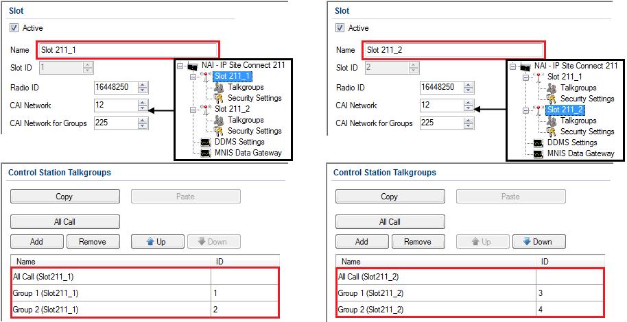 Slot and talkgroup settings for IP Site Connect network with Network ID = 2: Next, user 1 adds the SmartPTT radioserver (Radioserver