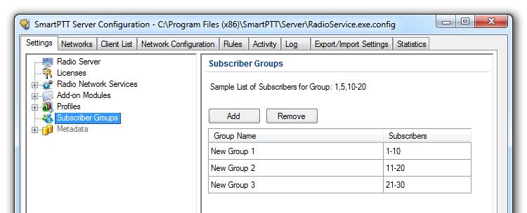 Subscriber Groups Subscriber groups are used in many places, for example, to organize dynamic bridging of private calls, or to control telephone calls, or to set different location