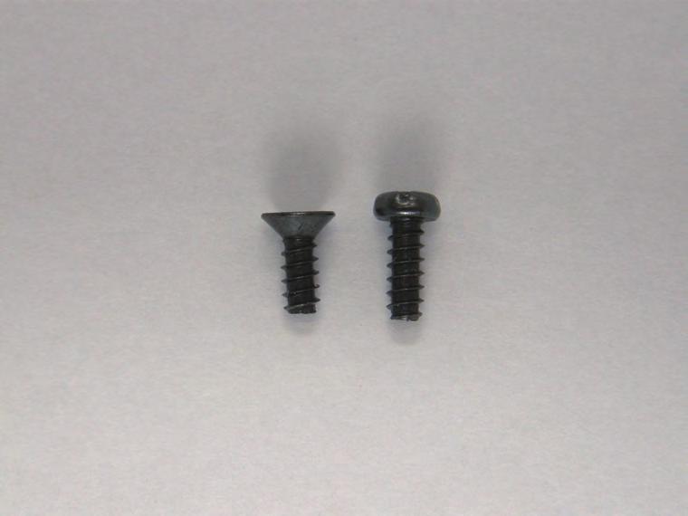 s have different-shaped heads, as well as different type of thread. The photo below left shows a countersunk screw, on the left, and a pan-head screw, on the right.