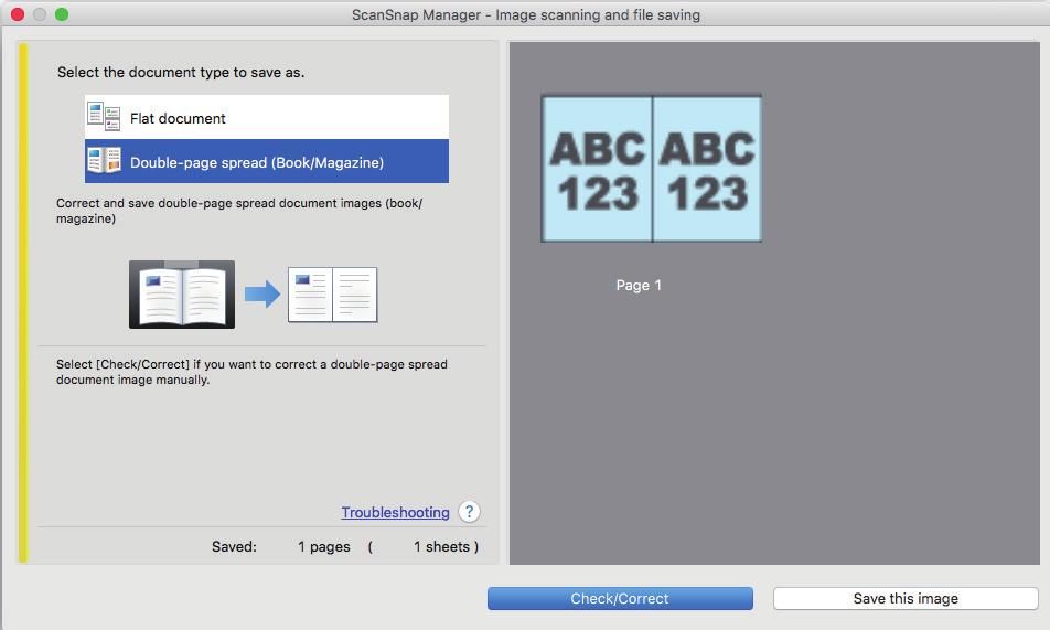 Scanning a Book 5. Select [Double-page spread (Book/Magazine)], and then click the [Save this image] button.