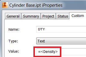 you need to display the density of the parts in the BOM and Parts List for every