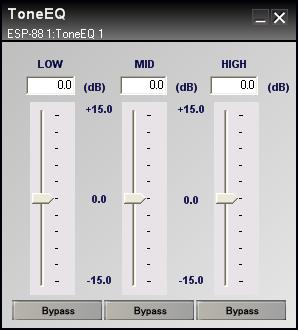 Figure 7.11 - Tone control EQ control panel Adjust the gain slider at each bandwidth to boost or cut the level from -15 db to 15 db.