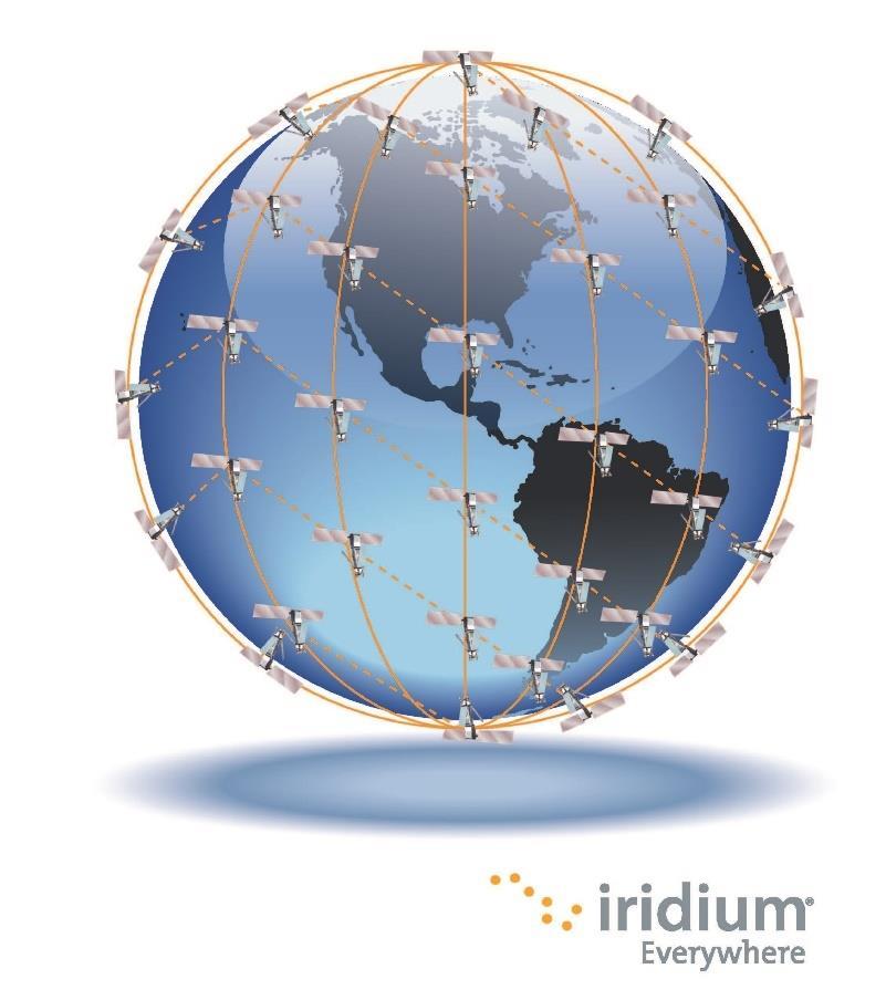 About Iridium Global Coverage 66 cross-linked Low Earth Orbit (LEO) satellites Voice and data connections over the planet s entire surface Complete new satellite
