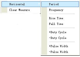Period: Time to take for the signal cycle to complete in the waveform Frequency: Reciprocal of the period of the first cycle in the waveform Rise Time: Time taken from lower threshold to upper