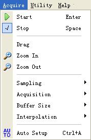 3.9 Zoom In/Out and Drag Waveforms The software will stop updating waveform after the user clicked Stop button, the user can change the waveform display by adjusting the scale and position.