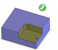 When designing a three-edged inside corner, one of the inside edges should be radiused.