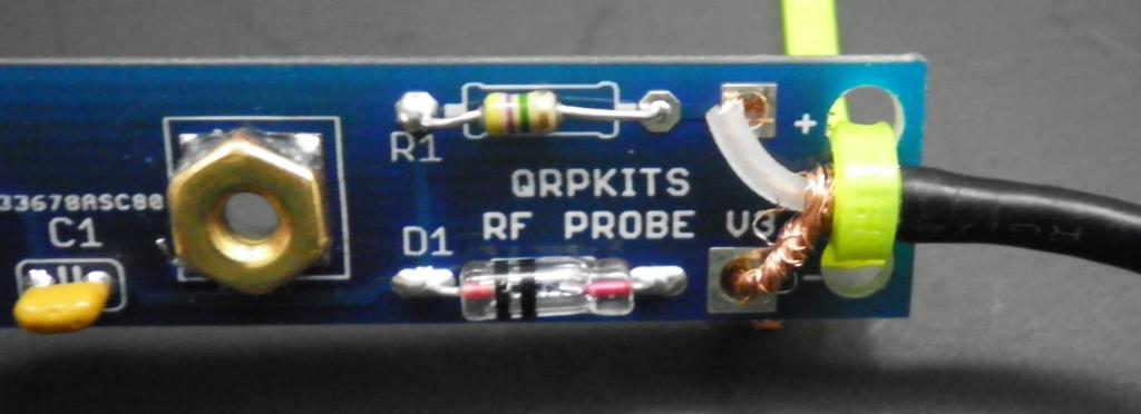 Note: match the band on the 1N34A diode to the band shown in the printing on the circuit board Coax