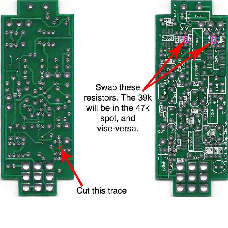 Before You Begin: There are a couple issues with the current batch of PCBs. This section will let you know about them. There is a trace on the back-side of the PCB that needs cut.