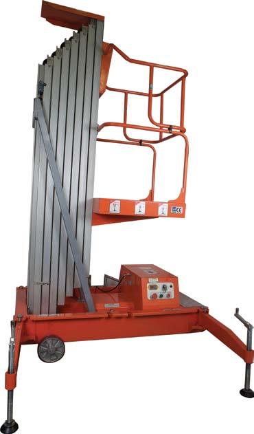 Mobile Aluminium Work Platform Dingli Mobile Aluminium Work Platform (Single Mast) Tower Platform Size: 630x650mm; Lifting Motor: AC 220.0.75-1.5kw; DC 12V 1.5-1.6kw; Nett Weight 490kg Article No.