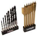 500 Rolson Assorted Wood Drill Bit Set 14pc Consists of 6 piece flat wood bits and 8 piece