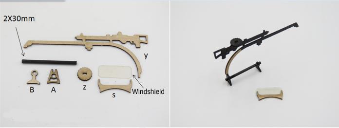 Construct the gun and wind shield as shown here.