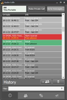 4.1 History page 4.1.1 Receiving calls The History page will show all incoming calls that have been received by the Network Interface at the radio(s).