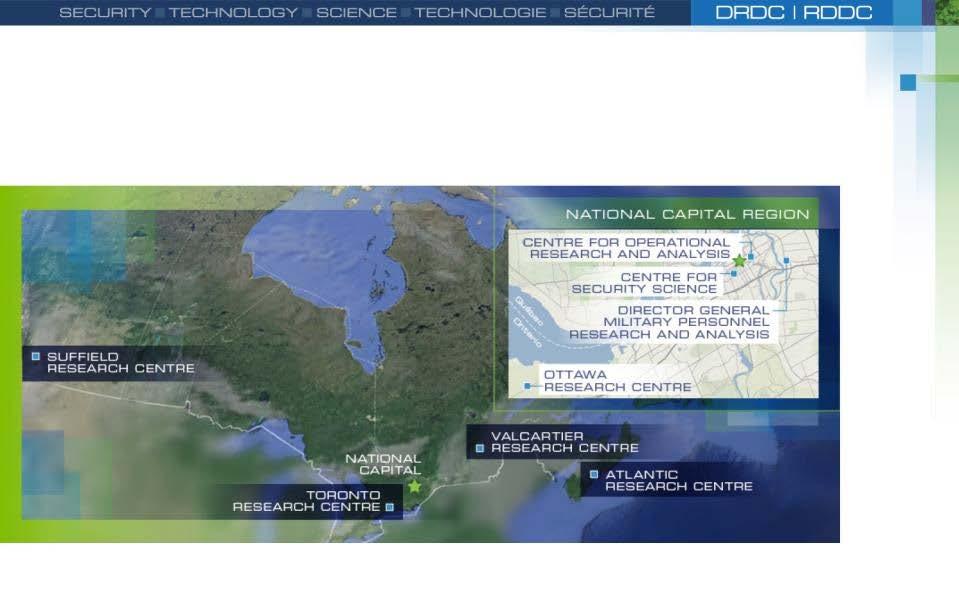 DRDC 8 research centres located in 4 provinces