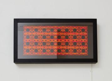 Delfin Ortiz Pattern from (SQR/4) x2 series v02 (2017) 34 x 64 x 7cm Acrylic mirror and light