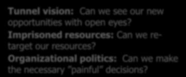 with open eyes? Imprisoned resources: Can we retarget our resources?