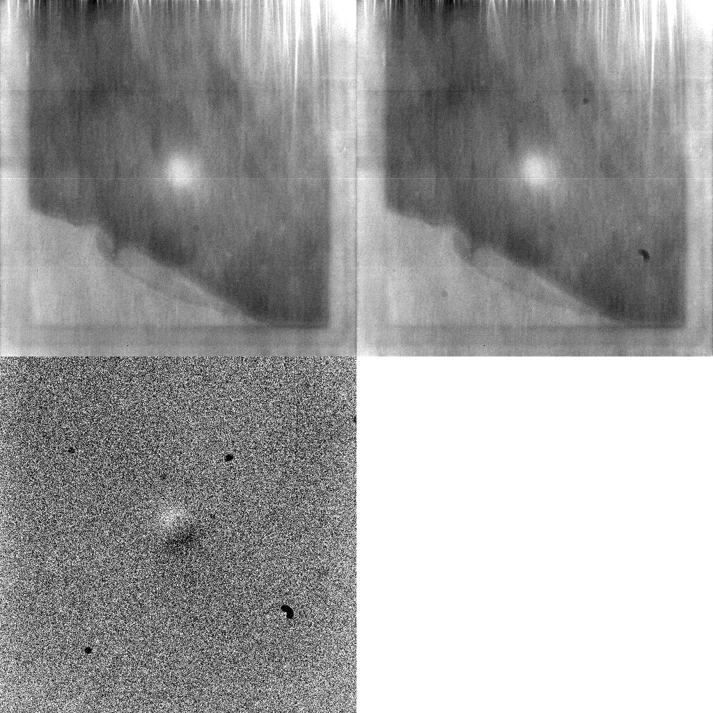 Figure 1: Flat field properties at 1060nm. Lower left: The greyscale cuts are set to ±8% of the median level. Lower right: Five days later.