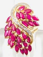 marque shaped Rubies with an accent swirl of