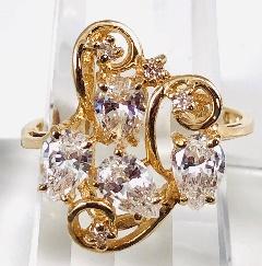 fashion ring with four pear shaped Cubic Zirconia