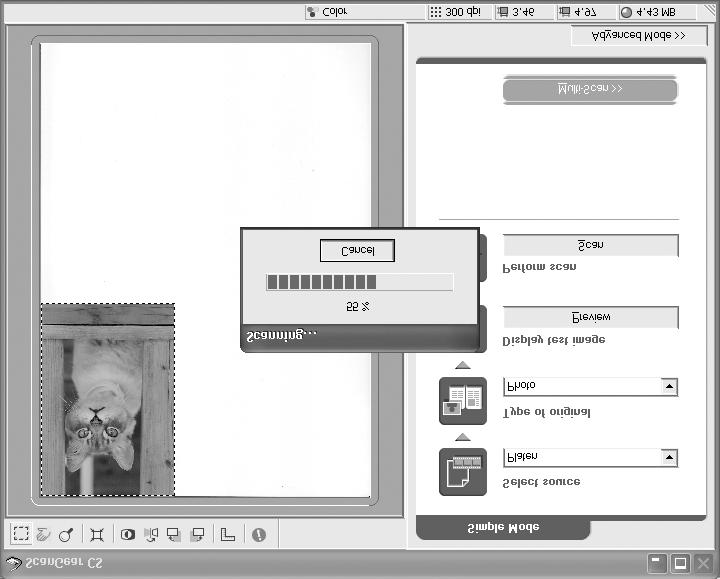 Try Scanning 7 Click [Scan]. The final scan will start. 8 Click or (close box) in the ScanGear CS window to close it.