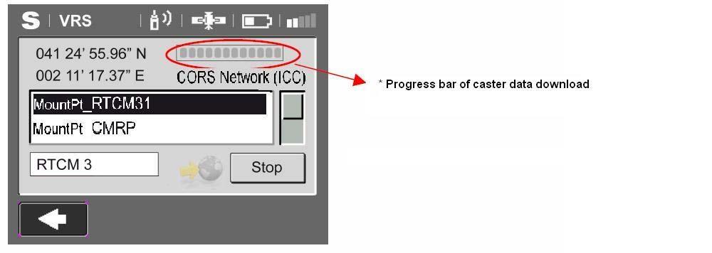 13 The button (List) changes to Connect. The mount point (the reception protocol appears on the lower bar) we want is selected and we press on Connect.
