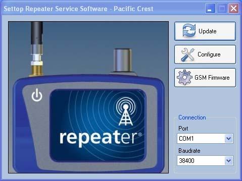 14 Service Software The updating of the Settop Repeater firmware is carried out by connecting the device to the PC