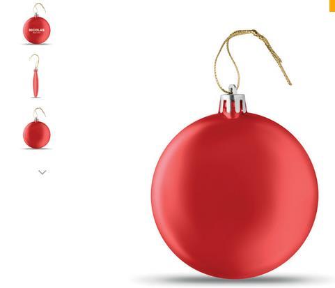 Rounded oblate shaped Christmas bauble in PP with metallic spray
